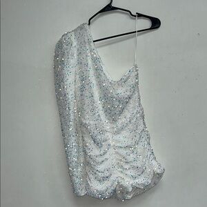 Elegant White Sequin Dress